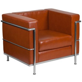 HERCULES Regal Series Contemporary Cognac LeatherSoft Chair with Encasing Frame, ZB-REGAL-810-1-CHAIR-COG-GG