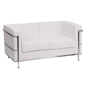 HERCULES Regal Series Contemporary Melrose White LeatherSoft Loveseat with Encasing Frame, ZB-REGAL-810-2-LS-WH-GG