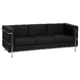 HERCULES Regal Series Contemporary Black LeatherSoft Sofa with Encasing Frame, ZB-REGAL-810-3-SOFA-BK-GG