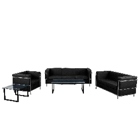 HERCULES Regal Series Reception Set in Black LeatherSoft, ZB-REGAL-810-SET-BK-GG