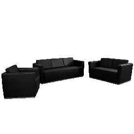 HERCULES Trinity Series Reception Set in Black LeatherSoft, ZB-TRINITY-8094-SET-BK-GG