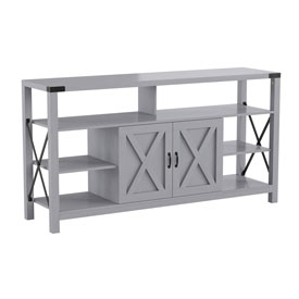 Wyatt 60" Modern Farmhouse Tall TV Console Cabinet with Storage Cabinets and Shelves for TV's up to 60", Coastal Gray, ZG-025-CGY-GG