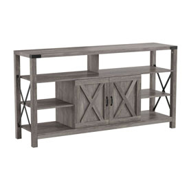 Wyatt 60" Modern Farmhouse Tall TV Console Cabinet with Storage Cabinets and Shelves for TV's up to 60", Gray Wash, ZG-025-GY-GG