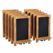 Canterbury 9.5" x 14" Torched Wood Tabletop Magnetic Chalkboards with Metal Scrolled Legs, Hanging Wall Chalkboards, Countertop Memo Boards, Set of 10