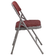 2 Pk. HERCULES Series Curved Triple Braced & Double Hinged Burgundy Patterned Fabric Metal Folding Chair, 2-AW-MC309AF-BG-GG