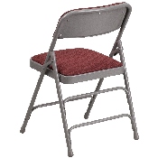 2 Pk. HERCULES Series Curved Triple Braced & Double Hinged Burgundy Patterned Fabric Metal Folding Chair, 2-AW-MC309AF-BG-GG