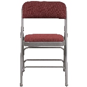 2 Pk. HERCULES Series Curved Triple Braced & Double Hinged Burgundy Patterned Fabric Metal Folding Chair, 2-AW-MC309AF-BG-GG