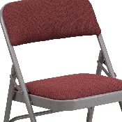 2 Pk. HERCULES Series Curved Triple Braced & Double Hinged Burgundy Patterned Fabric Metal Folding Chair, 2-AW-MC309AF-BG-GG