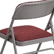 2 Pk. HERCULES Series Curved Triple Braced & Double Hinged Burgundy Patterned Fabric Metal Folding Chair, 2-AW-MC309AF-BG-GG
