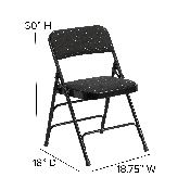 2 Pk. HERCULES Series Curved Triple Braced & Double Hinged Black Patterned Fabric Metal Folding Chair, 2-AW-MC309AF-BLK-GG