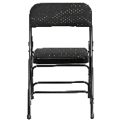2 Pk. HERCULES Series Curved Triple Braced & Double Hinged Black Patterned Fabric Metal Folding Chair, 2-AW-MC309AF-BLK-GG