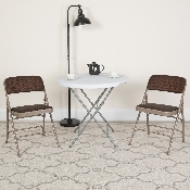 2 Pk. HERCULES Series Curved Triple Braced & Double Hinged Brown Patterned Fabric Metal Folding Chair, 2-AW-MC309AF-BRN-GG
