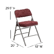 2 Pk. HERCULES Series Premium Curved Triple Braced & Double Hinged Burgundy Fabric Metal Folding Chair, 2-AW-MC320AF-BG-GG, 2-AW-MC320AF-BG-GG