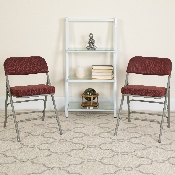 2 Pk. HERCULES Series Premium Curved Triple Braced & Double Hinged Burgundy Fabric Metal Folding Chair, 2-AW-MC320AF-BG-GG, 2-AW-MC320AF-BG-GG