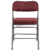 2 Pk. HERCULES Series Premium Curved Triple Braced & Double Hinged Burgundy Fabric Metal Folding Chair, 2-AW-MC320AF-BG-GG, 2-AW-MC320AF-BG-GG
