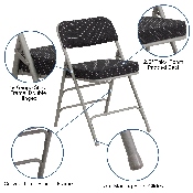 2 Pk. HERCULES Series Premium Curved Triple Braced & Double Hinged Black Pin-Dot Fabric Metal Folding Chair, 2-AW-MC320AF-BK-GG