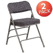 2 Pk. HERCULES Series Premium Curved Triple Braced & Double Hinged Gray Fabric Metal Folding Chair, 2-AW-MC320AF-GRY-GG, 2-AW-MC320AF-GRY-GG