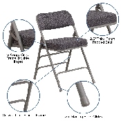 2 Pk. HERCULES Series Premium Curved Triple Braced & Double Hinged Gray Fabric Metal Folding Chair, 2-AW-MC320AF-GRY-GG, 2-AW-MC320AF-GRY-GG