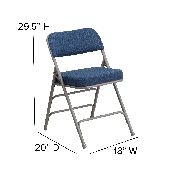 2 Pk. HERCULES Series Premium Curved Triple Braced & Double Hinged Navy Fabric Metal Folding Chair, 2-AW-MC320AF-NVY-GG, 2-AW-MC320AF-NVY-GG