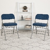2 Pk. HERCULES Series Premium Curved Triple Braced & Double Hinged Navy Fabric Metal Folding Chair, 2-AW-MC320AF-NVY-GG, 2-AW-MC320AF-NVY-GG