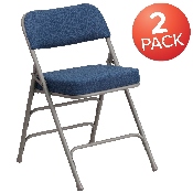 2 Pk. HERCULES Series Premium Curved Triple Braced & Double Hinged Navy Fabric Metal Folding Chair, 2-AW-MC320AF-NVY-GG, 2-AW-MC320AF-NVY-GG