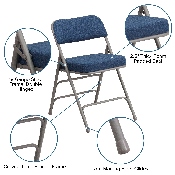 2 Pk. HERCULES Series Premium Curved Triple Braced & Double Hinged Navy Fabric Metal Folding Chair, 2-AW-MC320AF-NVY-GG, 2-AW-MC320AF-NVY-GG