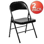 2 Pk. HERCULES Series Double Braced Black Metal Folding Chair, 2-BD-F002-BK-GG