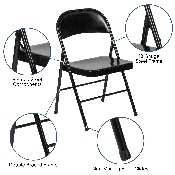 2 Pk. HERCULES Series Double Braced Black Metal Folding Chair, 2-BD-F002-BK-GG