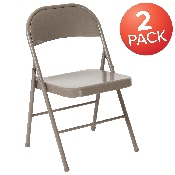 2 Pk. HERCULES Series Double Braced Gray Metal Folding Chair, 2-BD-F002-GY-GG
