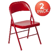 2 Pk. HERCULES Series Double Braced Red Metal Folding Chair, 2-BD-F002-RED-GG