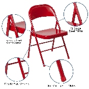 2 Pk. HERCULES Series Double Braced Red Metal Folding Chair, 2-BD-F002-RED-GG