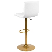 Modern White Vinyl Adjustable Bar Stool with Back, Counter Height Swivel Stool with Gold Pedestal Base, Set of 2, 2-CH-92023-1-WH-G-GG