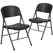 2 Pk. HERCULES Series 330 lb. Capacity Black Plastic Folding Chair with Charcoal Frame, 2-DAD-YCD-50-GG