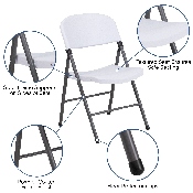 2 Pk. HERCULES Series 330 lb. Capacity Granite White Plastic Folding Chair with Charcoal Frame, 2-DAD-YCD-50-WH-GG