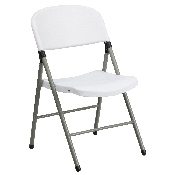 HERCULES Series White Plastic Folding Chairs - Set of 2 Lightweight Folding Chairs with Gray Frame, 2-DAD-YCD-70-WH-GG
