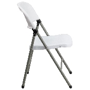 HERCULES Series White Plastic Folding Chairs - Set of 2 Lightweight Folding Chairs with Gray Frame, 2-DAD-YCD-70-WH-GG