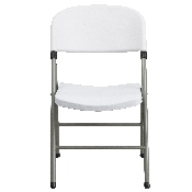 HERCULES Series White Plastic Folding Chairs - Set of 2 Lightweight Folding Chairs with Gray Frame, 2-DAD-YCD-70-WH-GG