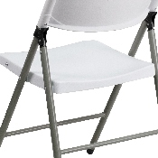 HERCULES Series White Plastic Folding Chairs - Set of 2 Lightweight Folding Chairs with Gray Frame, 2-DAD-YCD-70-WH-GG