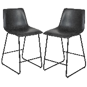 24 inch LeatherSoft Counter Height Barstools in Gray, Set of 2, 2-ET-ER18345-24-GY-GG