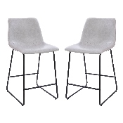 24 inch LeatherSoft Counter Height Barstools in Light Gray, Set of 2, 2-ET-ER18345-24-LG-GG