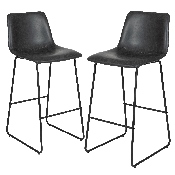 30 inch LeatherSoft Bar Height Barstools in Gray, Set of 2, 2-ET-ER18345-30-GY-GG