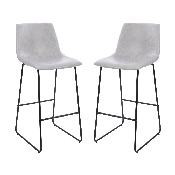30 inch LeatherSoft Bar Height Barstools in Light Gray, Set of 2, 2-ET-ER18345-30-LG-GG