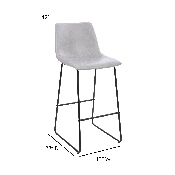 30 inch LeatherSoft Bar Height Barstools in Light Gray, Set of 2, 2-ET-ER18345-30-LG-GG
