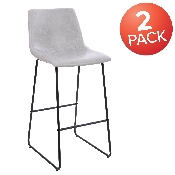 30 inch LeatherSoft Bar Height Barstools in Light Gray, Set of 2, 2-ET-ER18345-30-LG-GG