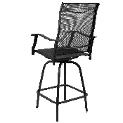 Patio Bar Height Stools Set of 2, All-Weather Textilene Swivel Patio Stools and Deck Chairs with High Back & Armrests in Black, 2-ET-SWVLPTO-30-BK-GG