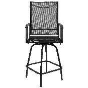 Patio Bar Height Stools Set of 2, All-Weather Textilene Swivel Patio Stools and Deck Chairs with High Back & Armrests in Black, 2-ET-SWVLPTO-30-BK-GG