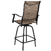 Patio Bar Height Stools Set of 2, All-Weather Textilene Swivel Patio Stools and Deck Chairs with High Back & Armrests in Brown, 2-ET-SWVLPTO-30-GG