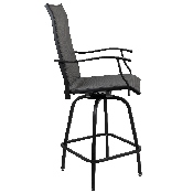 Patio Bar Height Stools Set of 2, All-Weather Textilene Swivel Patio Stools and Deck Chairs with High Back & Armrests in Gray, 2-ET-SWVLPTO-30-GR-GG