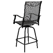 Patio Bar Height Stools Set of 2, All-Weather Textilene Swivel Patio Stools and Deck Chairs with High Back & Armrests in Gray, 2-ET-SWVLPTO-30-GR-GG