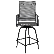 Patio Bar Height Stools Set of 2, All-Weather Textilene Swivel Patio Stools and Deck Chairs with High Back & Armrests in Gray, 2-ET-SWVLPTO-30-GR-GG